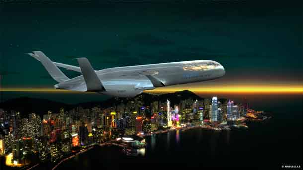 Concept Plane von Airbus: Im Simulationsflug über Hong Kong Concept Plane von Airbus: Im Simulationsflug über Hong Kong