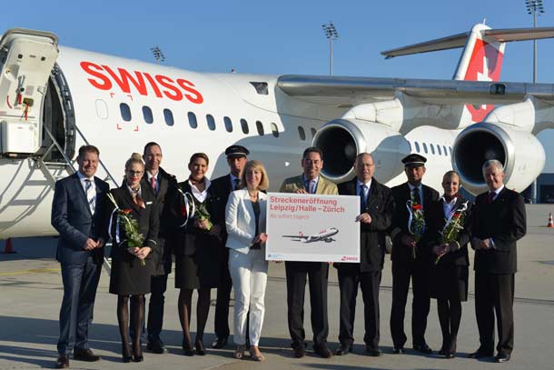 Feierliche Eröffnung der neuen Swiss-Verbindung von Leipzig-Halle nach Zürich