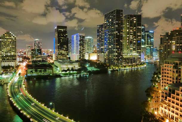Mit Austrian auf Geschäftsreise nach Miami Florida: Miami bei Nacht