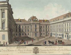 Kupferstich Josefsplatz mit Hofbibliothek