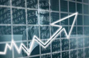 Geschäft der Geschäftsreisebüros floriert Geschäftsreisebüros: Umsatzchart mit Pfeil nach oben