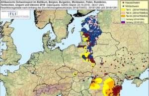 Afrikanische Schweinepest sorgt für Unruhe Afrikanische Schweinepest im Baltikum, in Belgien, Bulgarien, Moldawien, Polen, Rumänien, Tschechien, Ungarn und Ukraine in 2018, Stand 23.10.2018