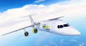 Hybrid-Passagierjet soll bereits 2020 starten Ein hybrid-elektrisches Passagierflugzeug – E-Fan X – soll bereits 2020 an den Start gehen (Foto: Siemens)