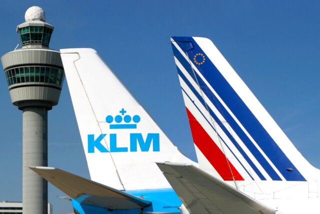 KLM und AIR FRANCE aircraft at Amsterdam Airport Schiphol.