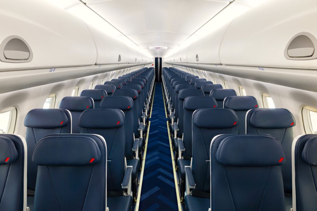 Bestuhlung in dem umgerüsteten Düsenflugzeug Embraer 190