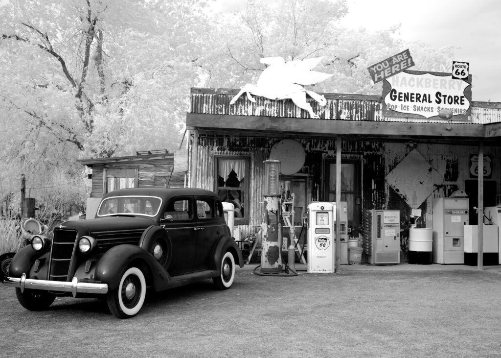 Route 66: Eine alte Tankstelle entlang der ehemaligen Strecke