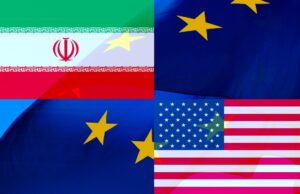 Nahostkonflikt: Folgen für Tourismus und Luftfahrt Montag mit Fahne von iran, USA und EU: Die Folgen des Nahostkonflikts für Tourismus