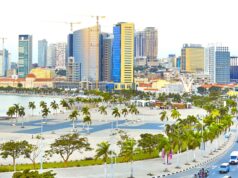 Angola wird zum Meeting Room in Africa Angola, Luanda, The Marginal, Blick auf Downtown
