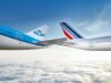 Geschäftsreisen mit Air France und KLM Geschäftsreisen mit Air France und KLM: Zwei Heckflöossen der französischen und niederländischen Fluggesellschaft
